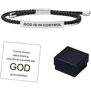 God Is In Control Tube Bracelet, Handmade Braided Adjustable Fashion Inspirational Bracelets, Stainless Steel God Is In Control Bracelet for Women Men, Christmas/Birthday Gifts (G)