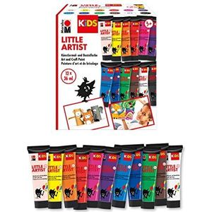 Marabu 03050000102 - KiDS Little Artist, schilder- en knutselverf, 12 x 36 ml, veganistisch, droogt snel, voor kinderen vanaf 3 jaar