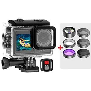 Actiecamera Actie Camera Verwijderbaar Filter 6 Lens 5K 30FPS 4K 60FPS 48MP Dual Screen 2"" IPS EIS Video-opname Go Waterproof Sports Cam Pro(Standard,5K Camera Add 6 Lens)