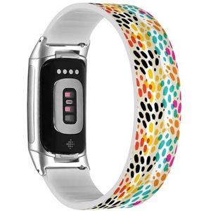 RYANUKA Solo Loop Strap compatibel met Fitbit Charge 5 / Fitbit Charge 6 (dierenprint) rekbare siliconen band band accessoire, Siliconen, Geen edelsteen