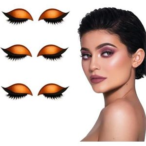 3-in-1 zelfklevende oogschaduw wimperpatch met nepwimpers, waterbestendige make-up stickers voor eenvoudig aanbrengen voor beginners, dagelijks woon-werkverkeer op feestjes, kleuropties (Oranje)
