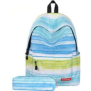 Eleoption Persoonlijkheid Creatieve Schoudertas Cartoon afdrukken Rugzak Tienerstudenten School Rugzak met Potlood Tas, Ultralight Lading Reductie, Outdoor Reizen Rugzak