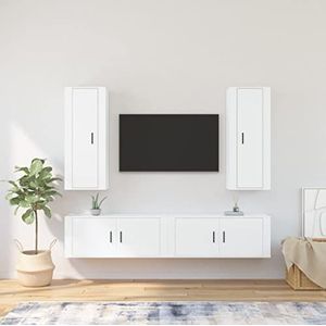 DIGBYS Meubels-sets-4-delige tv-kast set wit ontworpen hout
