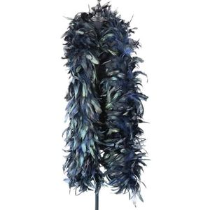 meter/partij gekleurde haan kippenveren boa 200g sjaal natuurlijke pikpluimen voor ambachtelijke l bruiloft carnaval l decor-marineblauw-2M 200G