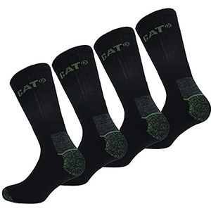 Caterpillar Wool Work Socks 4 Paar Werksokken, Warm, Comfortabel, Versterkte Teen en Hiel, Wollen Kwaliteit (Zwart, 39-42)