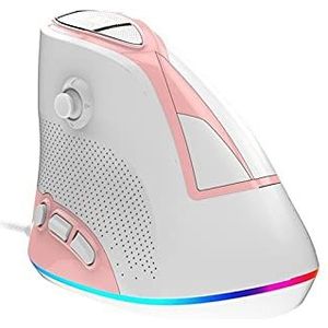 Verticale gamingmuis, 4800 dpi Rgb Bionics-principe strekt zich natuurlijk uit unieke laterale joystick, geschikt voor laptopspelers die graag games spelen (roze)