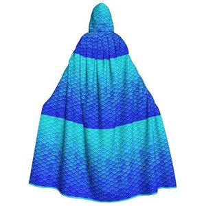 WURTON Oceaan zee blauwe zeemeermin vis mystieke capuchon mantel voor mannen en vrouwen, ideaal voor Halloween, cosplay en carnaval, 190 cm