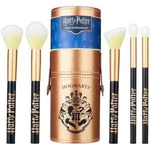 Harry Potter Make-upborstelset voor vrouwen en tieners, Zweinstein, 5-delige set en reisetui standaard, tweens contour oogschaduw blusher borstel, geschenken voor vrouwen