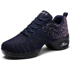 Hiuzylqx Dames dansschoenen Veterschoenen Ballroom Jazzschoenen Lichtgewicht Ademend Platform Mesh Sneakers Casual voor veel dansdisciplines,A,35 EU
