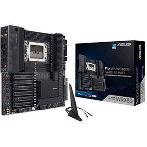 ASUS Pro WS WRX80E-SAGE SE WIFI AMD Threadripper Pro EATX moederbord (PCIe 4.0, ASMB9-iKVM, 2x10Go LAN, 7xPCIe 4.0 X16, 3xM.2, 2xU.2, 11 USB 3.2 Gen 2, 8-kanaals DDR4 ECC)