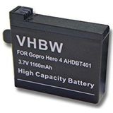 vhbw Accu compatibel met GoPro HD Hero 4 Black, 4 + Plus, 4 Black Edition Music Videocamera Camcorder (1160mAh, 3,7V, Li-Ion)