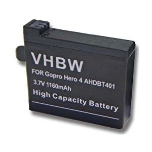 vhbw Accu compatibel met GoPro HD Hero 4 Black, 4 + Plus, 4 Black Edition Music Videocamera Camcorder (1160mAh, 3,7V, Li-Ion)