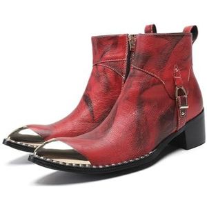 ZZveZZ Vintage Herfstrode Banketschoenen For Heren, Leren Schoenen, Korte Laarzen(48 EU)