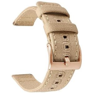 LQXHZ 18mm 20mm 22mm Gevlochten Canvas Band Compatibel Met Samsung Galaxy Watch 3/4 40mm 44mm Classic 46mm 42mm Quick Release Armband (Color : Khaki rose gold, Size : 20mm)