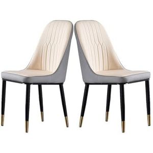 Moderne PU lederen eetkamerstoelen set van 2, zachte zitting met hoge rugleuning, Nordic Light luxe eetkamerstoel Home Simple