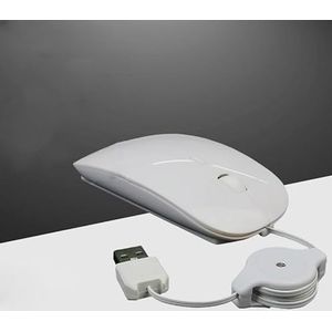 Intrekbare bedrade muis notebook computer telescopische bedrade muis Stille muis USB optische muis voor kantoor, games (wit)
