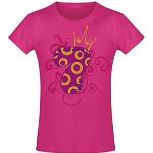Verjaardagscadeau voor meisjes: 7 jaar met kroon - T-shirt verjaardag shirt meisjes t-shirt fuchsia, Fuchsia - kroon, 128 cm