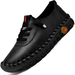 2024 Nieuwe orthopedische schoenen for dames, platte schoen met ronde kop, antislip onderkant, lederen zachte runderpees loafers met platte bodem (Color : Black, Size : 38)