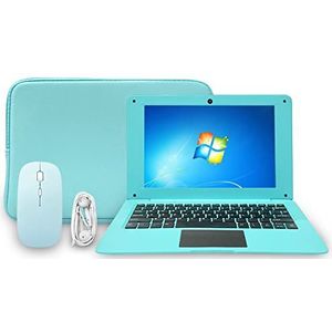 iSTYLE 10,1” Windows 10 Ultra Dunne Full HD Laptop 2 GB RAM 64 GB Opslag Atom 1,44 Ghz Quad Core USB 3.0 WiFi HDMI Bluetooth Laptop Accessoires, Laptop tas Muismat Hoofdtelefoon(Blauw)