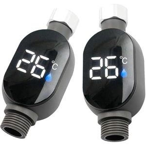Douchetemperatuurmeter, Zwarte Badkamer LED-display 0℃~99℃ Thuiswaterdouchethermometer Nauwkeurige Temperatuurmeting Slimme Meter Voor thuis en in bad(2Pcs)