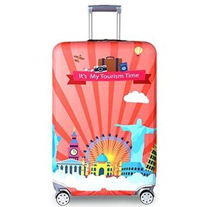 Reiskofferbeschermer, ritssluiting, koffer afdekking, wasbaar, met print, bagagecover 45-82 cm, roze, L(for26-28 inch luggage)