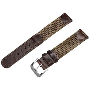 LQXHZ 16 17mm 18mm 19mm 20mm 22mm 24 Italiaanse Olie Echt Leer Nylon Horloge Band Strap Mannen Horlogeband Stalen Gesp For Horloges (Color : Khaki-1, Size : 19mm)
