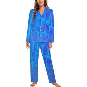 Blue Dragon Skin Pyjama Sets Met Lange Mouwen Voor Vrouwen Klassieke Nachtkleding Nachtkleding Zachte Pjs Lounge Sets