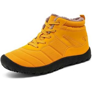 kumosaga Heren enkel sneeuwlaarzen, 2024 nieuwe waterdichte gevoerde warme winterlaarzen, comfortabele antislip wandelschoenen, outdoor sneakers for heren(Yellow,48)