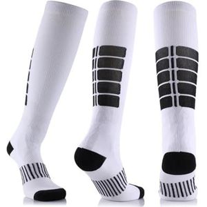 YIJIANUO 5Pcs Compressie Sokken Spataderen Sokken Voetbal Lange Buis Unisex Outdoor Sport Verpleging Kousen Voor Mannen Vrouwen Dij Golf, Wit, L/XL