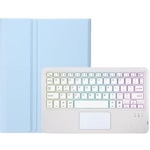 Toetsenbordhoes voor Xiaomi Mi Pad 8/8 Pro 11.2"" 2025, 7 kleuren achtergrondverlichting, Afneembaar Draadloos Toetsenbord met Slim Touchpad,Blauw