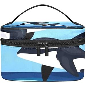 Walvissen make-up organizer tas, reismake-up tas organizer case draagbare cosmetische tas voor vrouwen en meisjes toiletartikelen, Meerkleurig, 22.5x15x13.8cm/8.9x5.9x5.4in