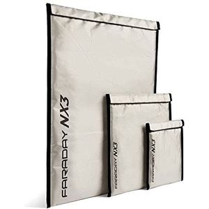 Faraday Defense 3-pack Mega Kit NX3 Triple-Layer Cyber Fabric Faraday tassen - Snelle, gemakkelijke toegang voor apparaatafscherming - Bescherm gegevens en apparaten tegen hacking, tracking en EMP