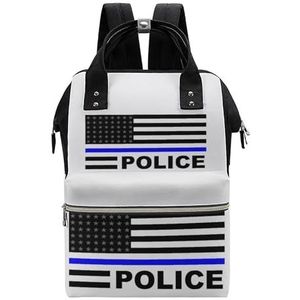 US Police Blueline Zwarte Vlag Grote Capaciteit Tas Laptop Rugzak Reizen Rugzak Zakelijke Dagrugzak Computer Tassen