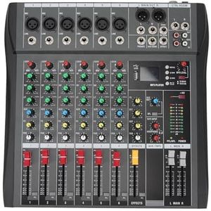 Audiomixer-soundboard, hoge dynamische rand, 3-bands equalizer-instellingen, nagalmvertraging, professionele stemmen, audio-mixer, AC 100 ~ 240 V incl