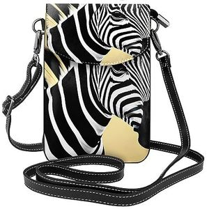 yefan Zwart-witte zebra crossbody tas met rits, &Women'S schoudertas met kaartsleuf, afneembare schouderriem, 19,2 x 12,5 cm., Zwart, Eén maat