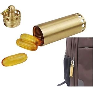 Pill Holder Keychain Brass, Waterproof Pill Case Travel, Outdoor EDC Pill Bottle For Daily Purse Pocket And Camping Survival Kit (Size : Large)