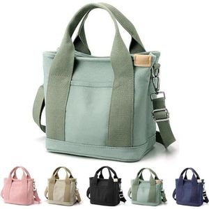 Elmyse handtas, Elmyse handtas met capaciteit en meerdere zakken, canvas draagtas met meerdere zakken en ritssluiting, geschikt for uw dagelijkse behoeften (Color : Light Green, Size : 1PCS)