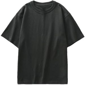 Dvbfufv Heren T-shirt van zwaar katoen, uniseks, casual, effen kleur, korte mouwen, ronde hals, dikke tops, Donker Grijs9, S