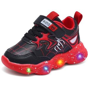 Vorkhuaeri Schoenen met licht voor jongens en meisjes, lichtgevende led-sportschoenen, loopschoenen en loopschoenen, ademend, mesh met cartoon, rood (B Red), 27 EU
