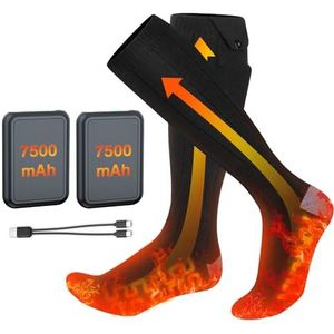 Ferdiiz Verwarmbare sokken, 2 x 7500 mAh/5 V accu, max. 14 uur, voetwarmer, elektrische oplaadbare wol, verwarmde sokken, 2 verwarmingsdraad, verwarmingskokken met 4 temperaturen, voor hele voetzool
