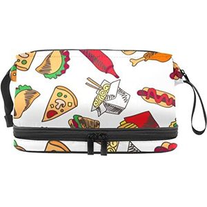 Grote capaciteit reizen cosmetische tas,Make-up tas,Waterdichte make-up tas Organizer, Voedsel Set, Meerkleurig, 27x15x14 cm/10.6x5.9x5.5 in