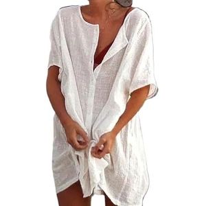 Cover Ups voor vrouwen strandkleding strandbedekking badpak cover-up vrouwen zomer strandjurk bikini coverups strandkleding zwemmen smock t-shirt badmode badpak cover ups voor vrouwen (wit, 5X-Large)