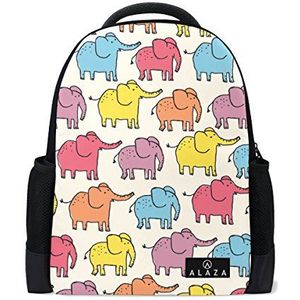 Mijn Dagelijkse Leuke Kleurrijke Olifant Rugzak 14 Inch Laptop Daypack Bookbag voor Travel College School