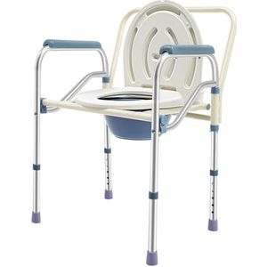 Toiletstoel voor ouderen en senioren, hoge verstelbare stoel van 64 tot 74 cm (5 standen), inklapbaar