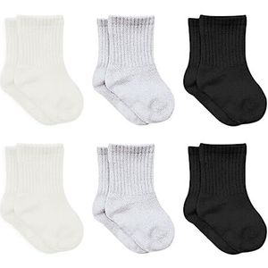 Katoenen 6 paar babysokken voor pasgeborenen zuigelingen 0-6 maanden tot 3 jaar | stoppersokken naadloze sokken | jongens meisjes kindersokken, ecru, 6-12 Maanden