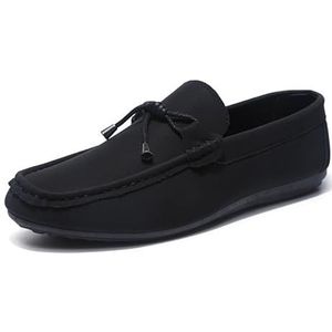 Loafers for heren, schoenen met vierkante neus, effen kleur, loafers, flexibel, antislip, feestfeest, instapper (Color : Black, Size : 44.5 EU)
