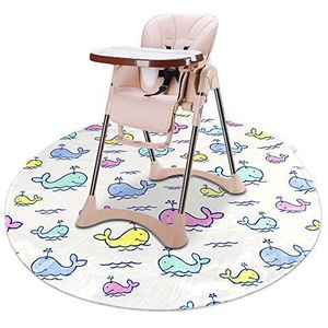 Kinderstoel Splash Mat Baby, Waterdichte Anti Slip Voeding Splat Mat Floor Tafel Protector Cover (110cm* 110cm -Ronde Haai)
