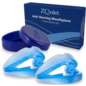 ZQuiet, Anti-snurken mondstuk, starterspakket met 2 maten, levend scharnier en open frontontwerp voor comfort en eenvoudige ademhaling, blauw