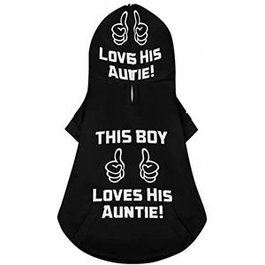 This Boy Loves His Auntie! Leuke Hond Hoodie Print Huisdier Kleding Trui Jas met Hoed voor Kleine Honden Katten 2XL