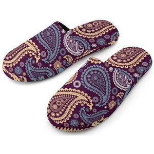 Vintage Paisley Volledige Print Vrouwen Slippers Warme Anti-Slip Rubberen Zool Huisschoenen Voor Indoor Hotel 38-39_(7-8)